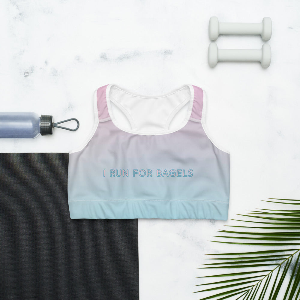 I Run For Bagels Sports Bra - Ombre